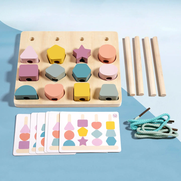 Colorful wooden shape sorter board for kids