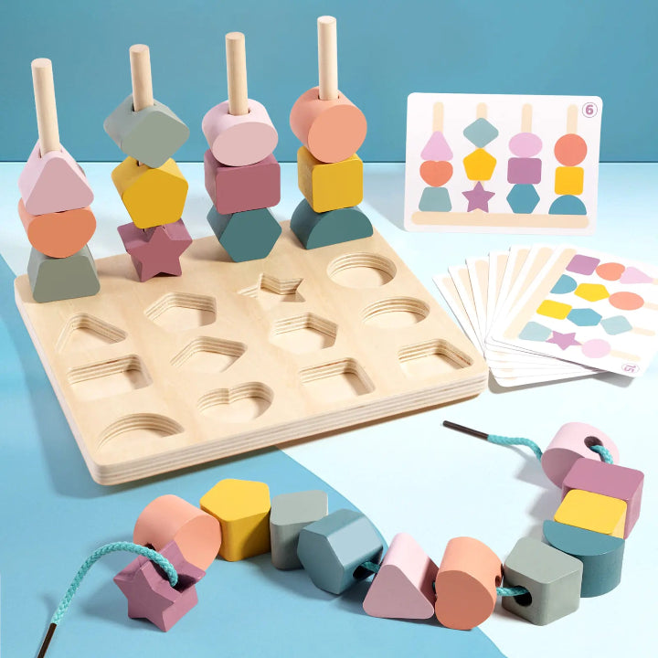 Wooden geometric shapes for matching board