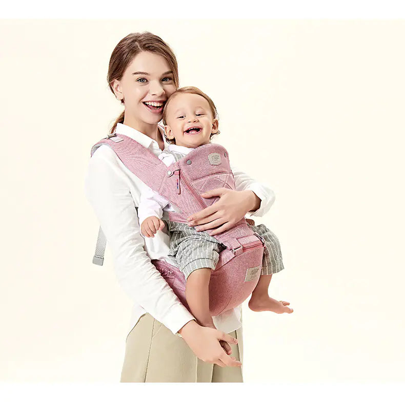 Baby Carrier with Bass Bear Hip Seat for Front Carry